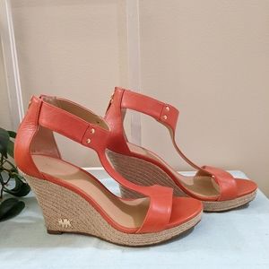 Michael Kors orange wedge sandal size 7.5